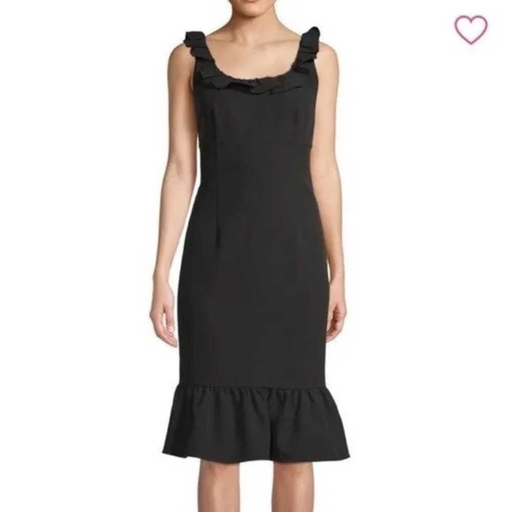 NWT! Nanette Lepore Black Sleeveless Midi Ruffle Dress Size 16
